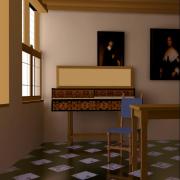 Vermeer studio with two-pass rendering