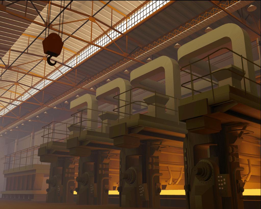 Early complex radiosity image of steel factory