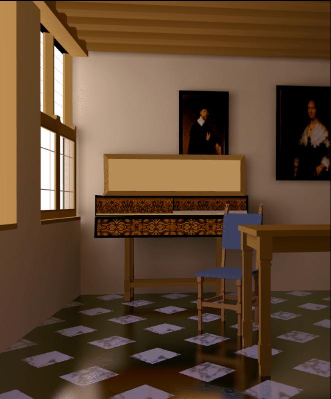Vermeer studio with two-pass rendering