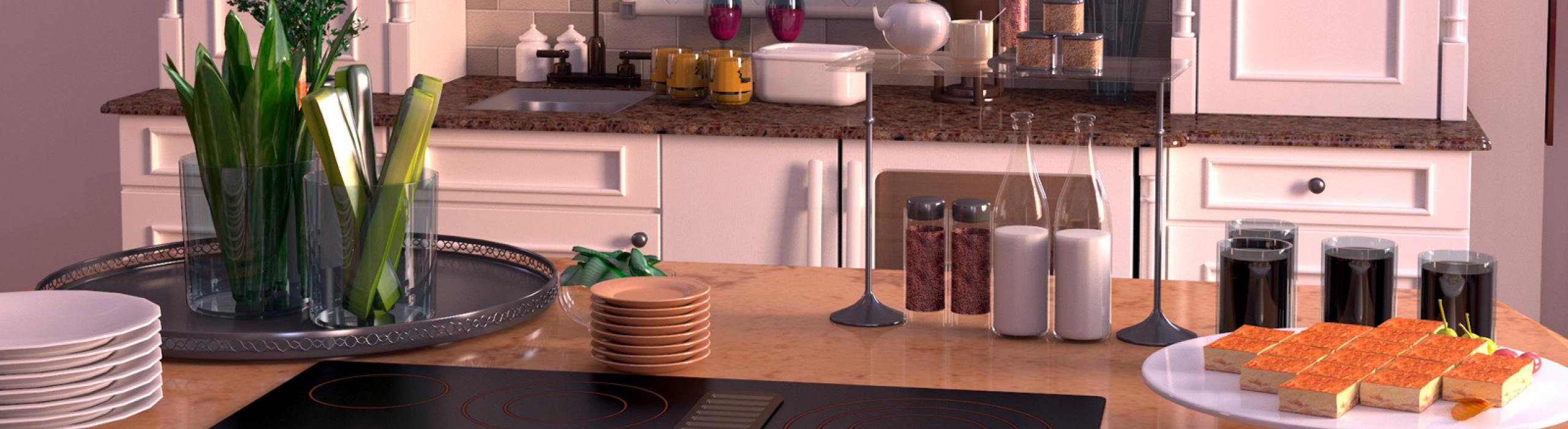 3d Rendered Kitchen Scene